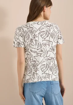 Shirt met ronde hals en bladprint