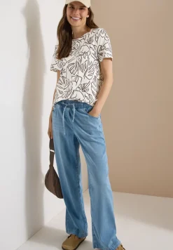 Shirt met ronde hals en bladprint