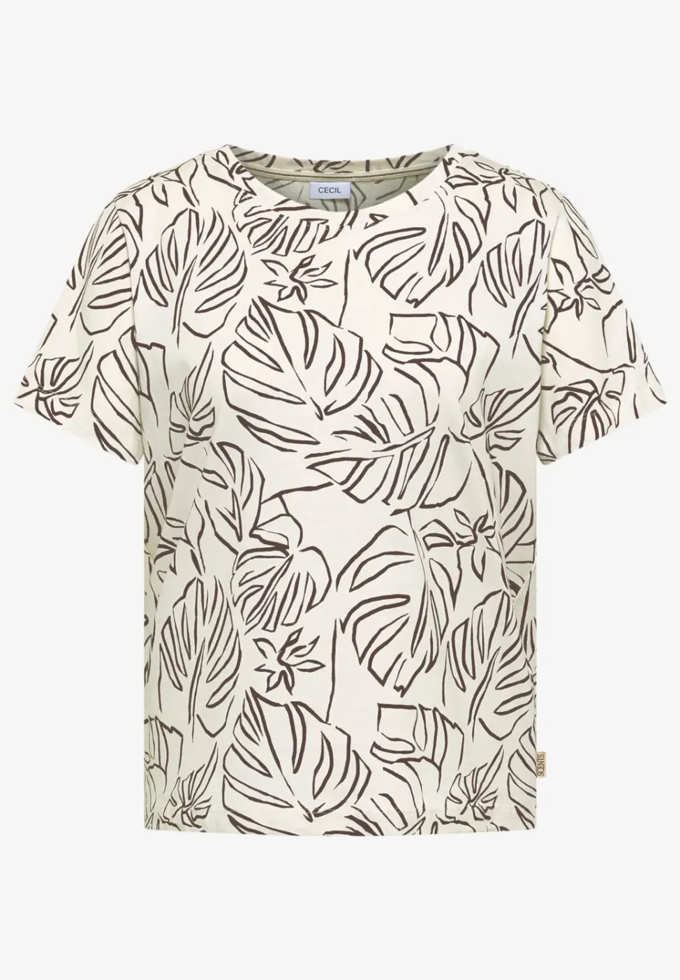 Shirt met ronde hals en bladprint
