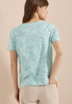 Shirt met ronde hals en bladprint
