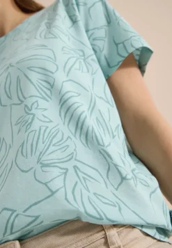 Shirt met ronde hals en bladprint