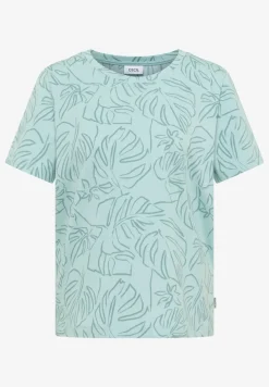 Shirt met ronde hals en bladprint