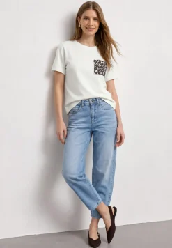Shirt met ronde hals en borstzak