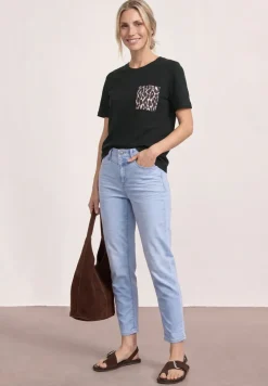 Shirt met ronde hals en borstzak