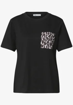 Shirt met ronde hals en borstzak