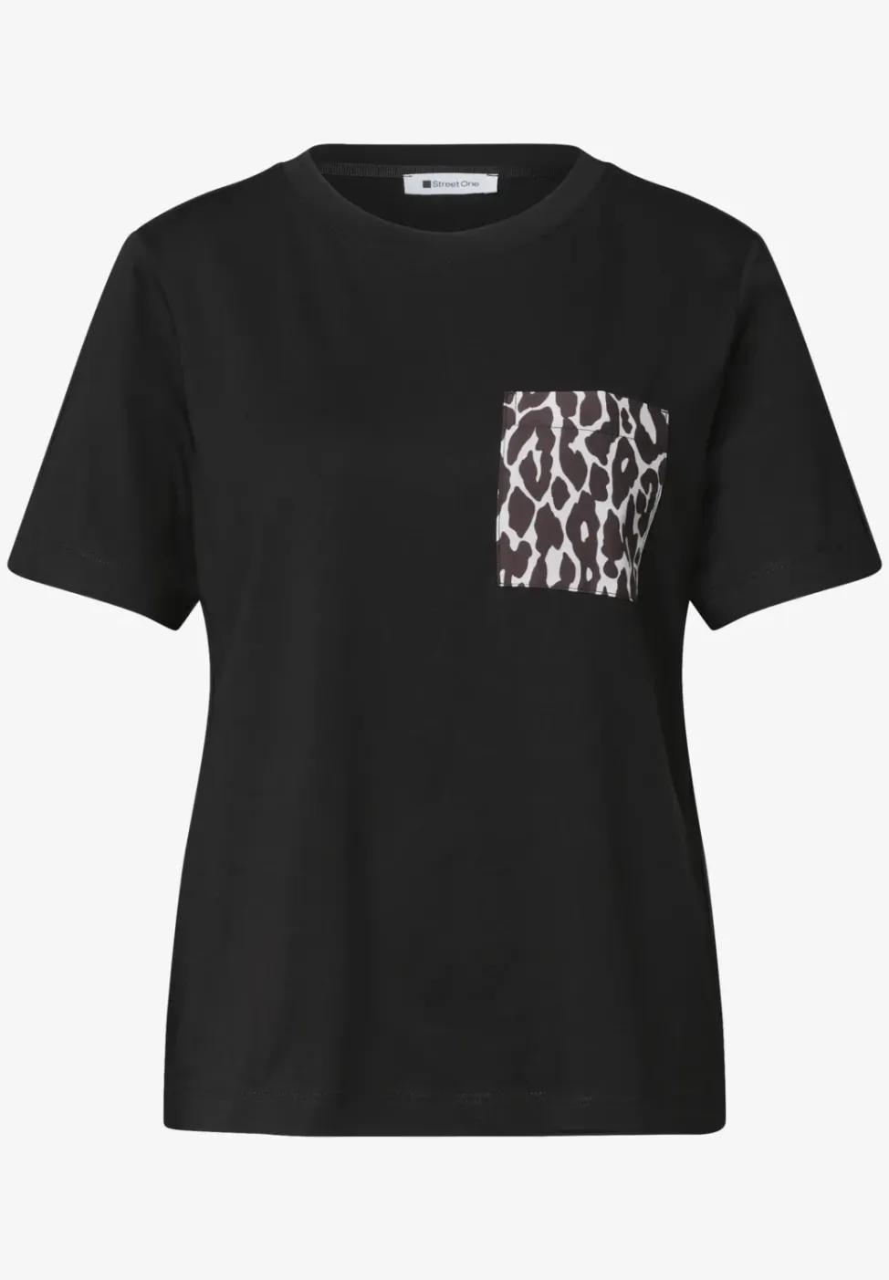 Shirt met ronde hals en borstzak