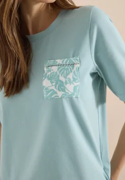 Shirt met ronde hals en borstzak