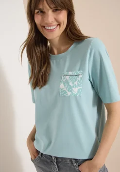 Shirt met ronde hals en borstzak