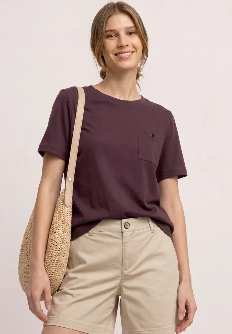 Shirt met ronde hals en borstzak