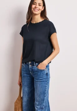 Shirt met ronde hals en decoratieve tape