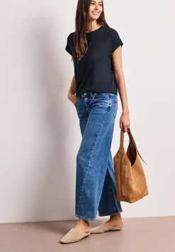 Shirt met ronde hals en decoratieve tape