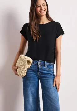 Shirt met ronde hals en decoratieve tape