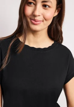 Shirt met ronde hals en decoratieve tape