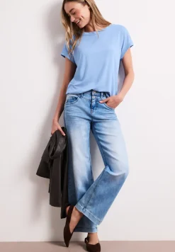 Shirt met ronde hals en decoratieve tape