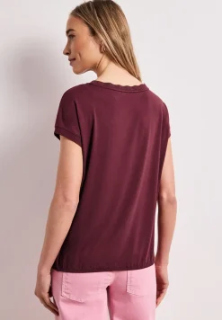 Shirt met ronde hals en decoratieve tape