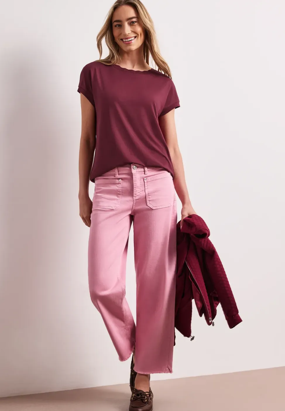 Shirt met ronde hals en decoratieve tape