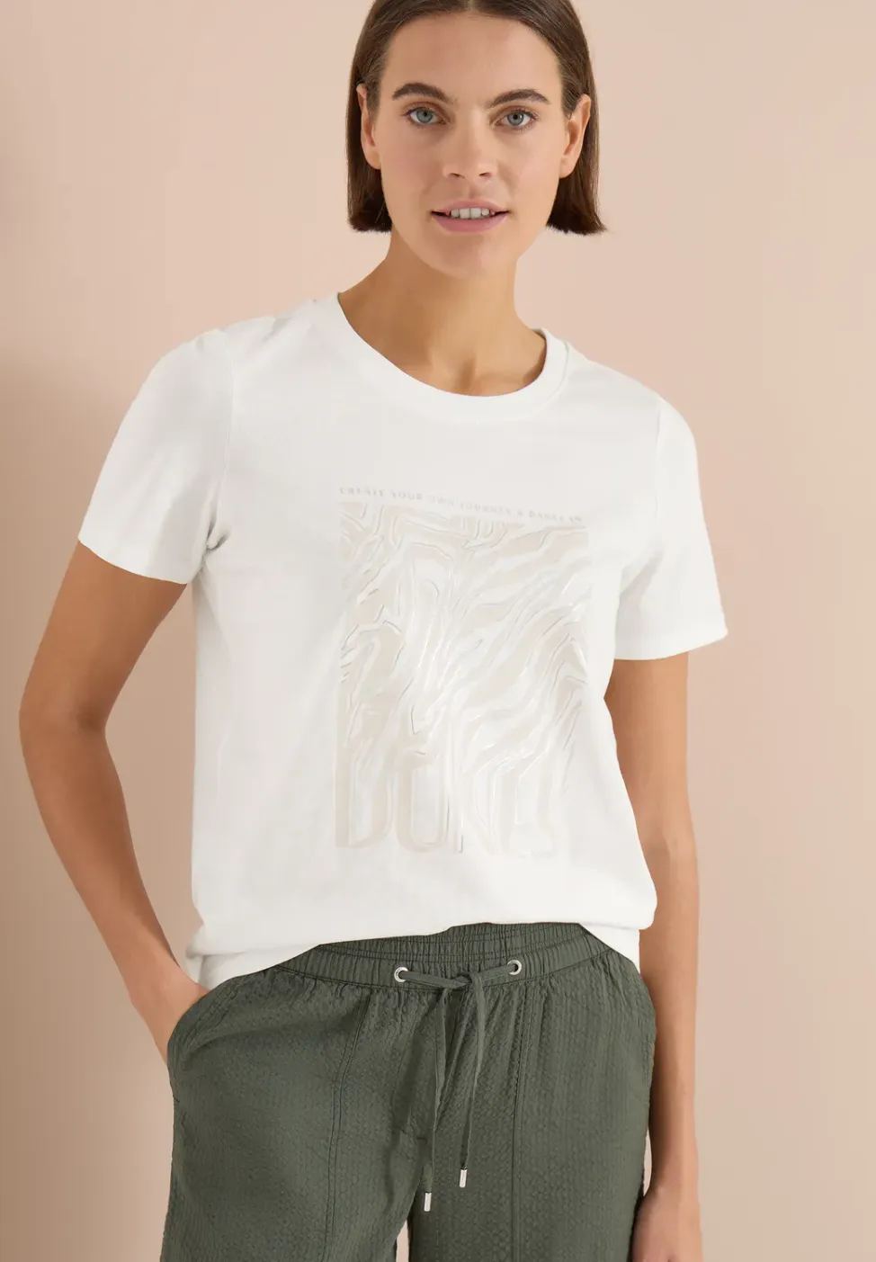 Shirt met ronde hals en foliedruk