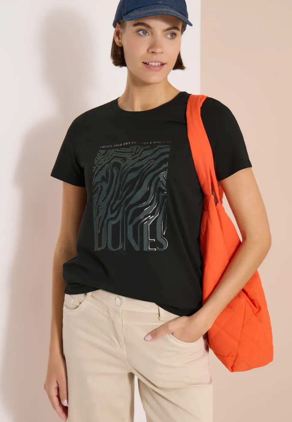 Shirt met ronde hals en foliedruk