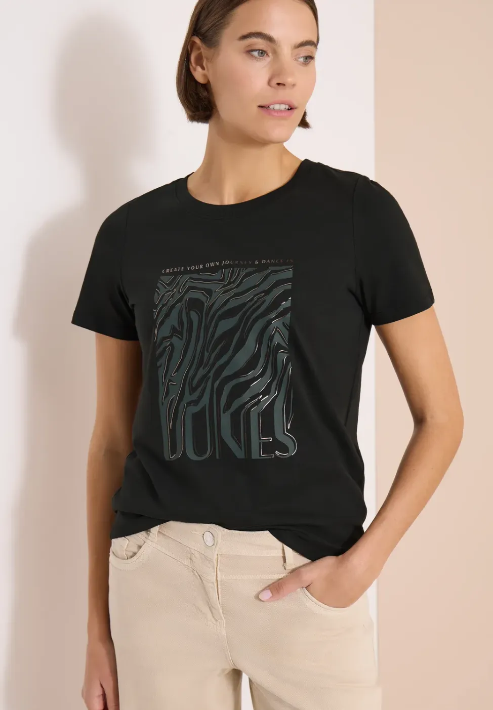 Shirt met ronde hals en foliedruk