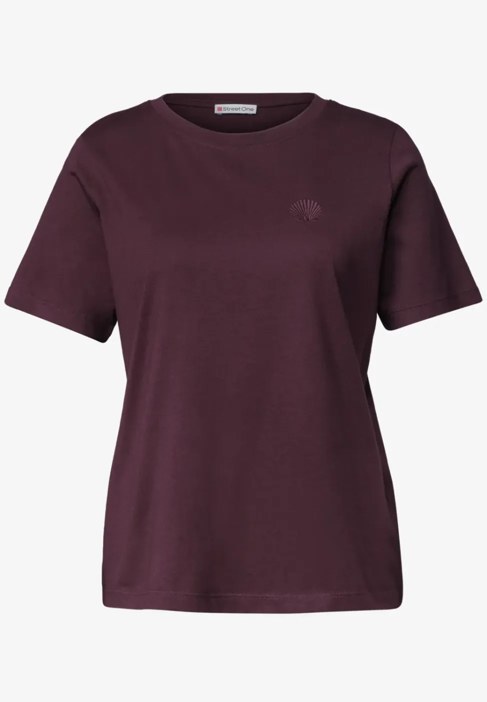 Shirt met ronde hals en geborduurd detail