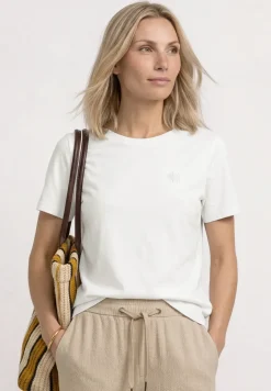 Shirt met ronde hals en geborduurd detail