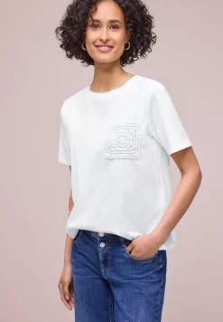 Shirt met ronde hals en gehaakte zak