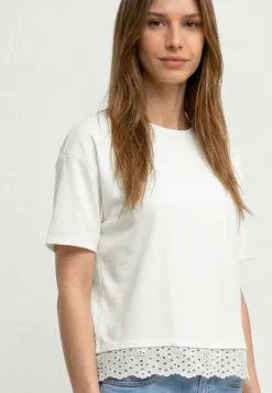 Shirt met ronde hals en kant