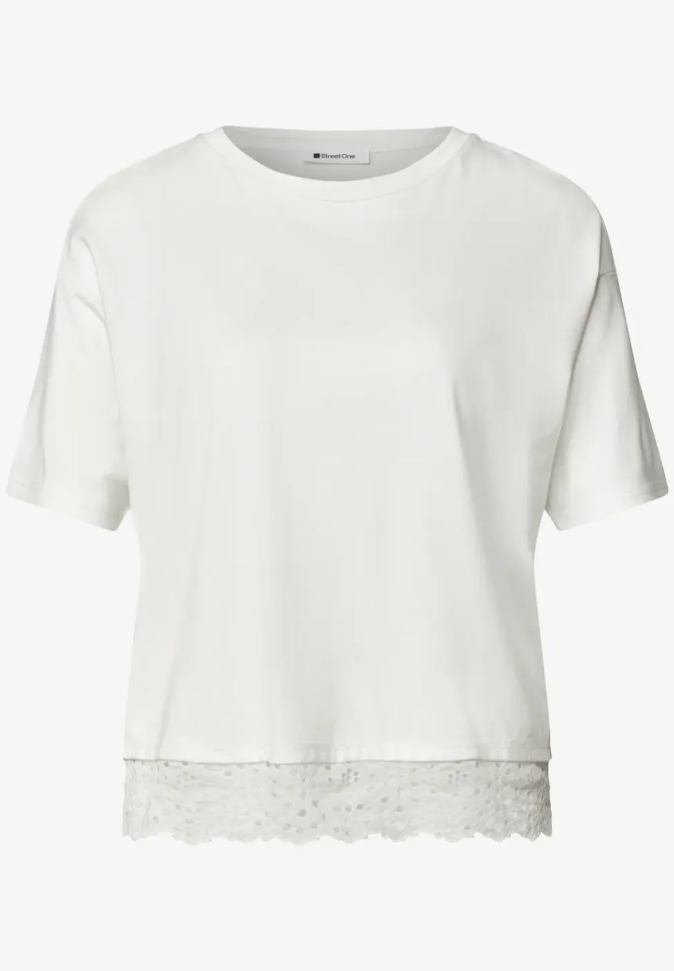Shirt met ronde hals en kant