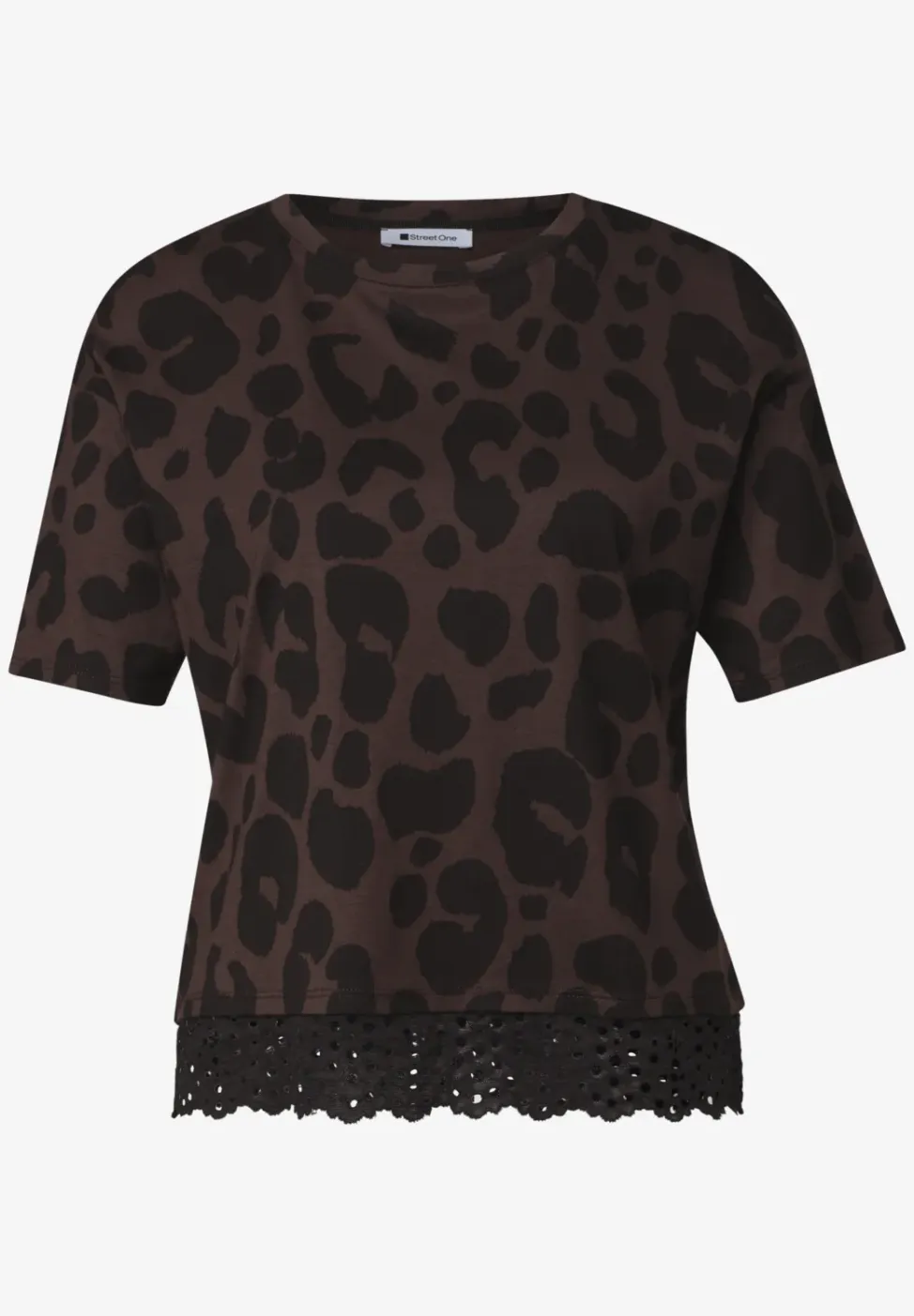 Shirt met ronde hals en kant