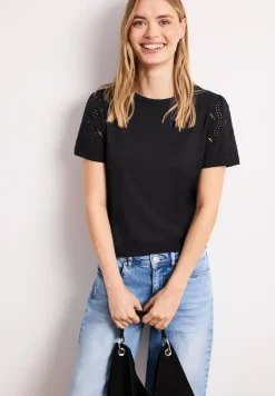 Shirt met ronde hals en kanten mouwen
