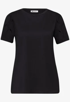 Shirt met ronde hals en kanten mouwen