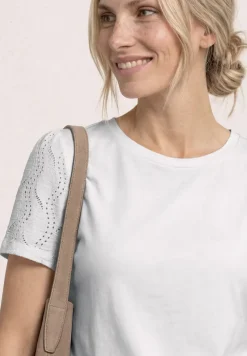 Shirt met ronde hals en kanten mouwen