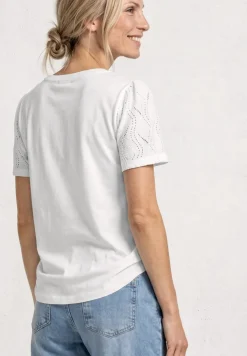 Shirt met ronde hals en kanten mouwen
