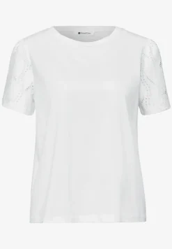 Shirt met ronde hals en kanten mouwen