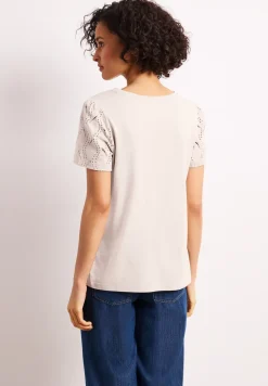 Shirt met ronde hals en kanten mouwen