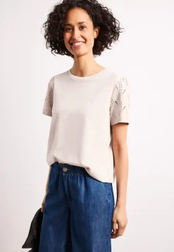 Shirt met ronde hals en kanten mouwen