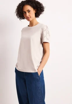 Shirt met ronde hals en kanten mouwen
