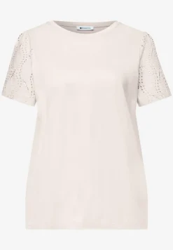 Shirt met ronde hals en kanten mouwen
