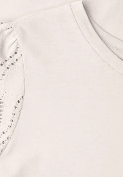 Shirt met ronde hals en kanten mouwen