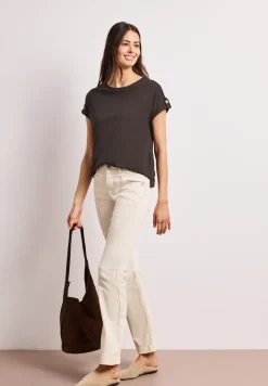 Shirt met ronde hals en knoopdetails