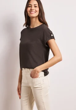Shirt met ronde hals en knoopdetails