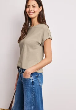 Shirt met ronde hals en knoopdetails