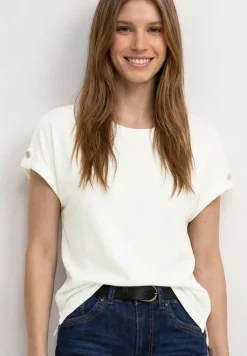 Shirt met ronde hals en knoopdetails