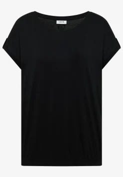 Shirt met ronde hals en omslagdetail