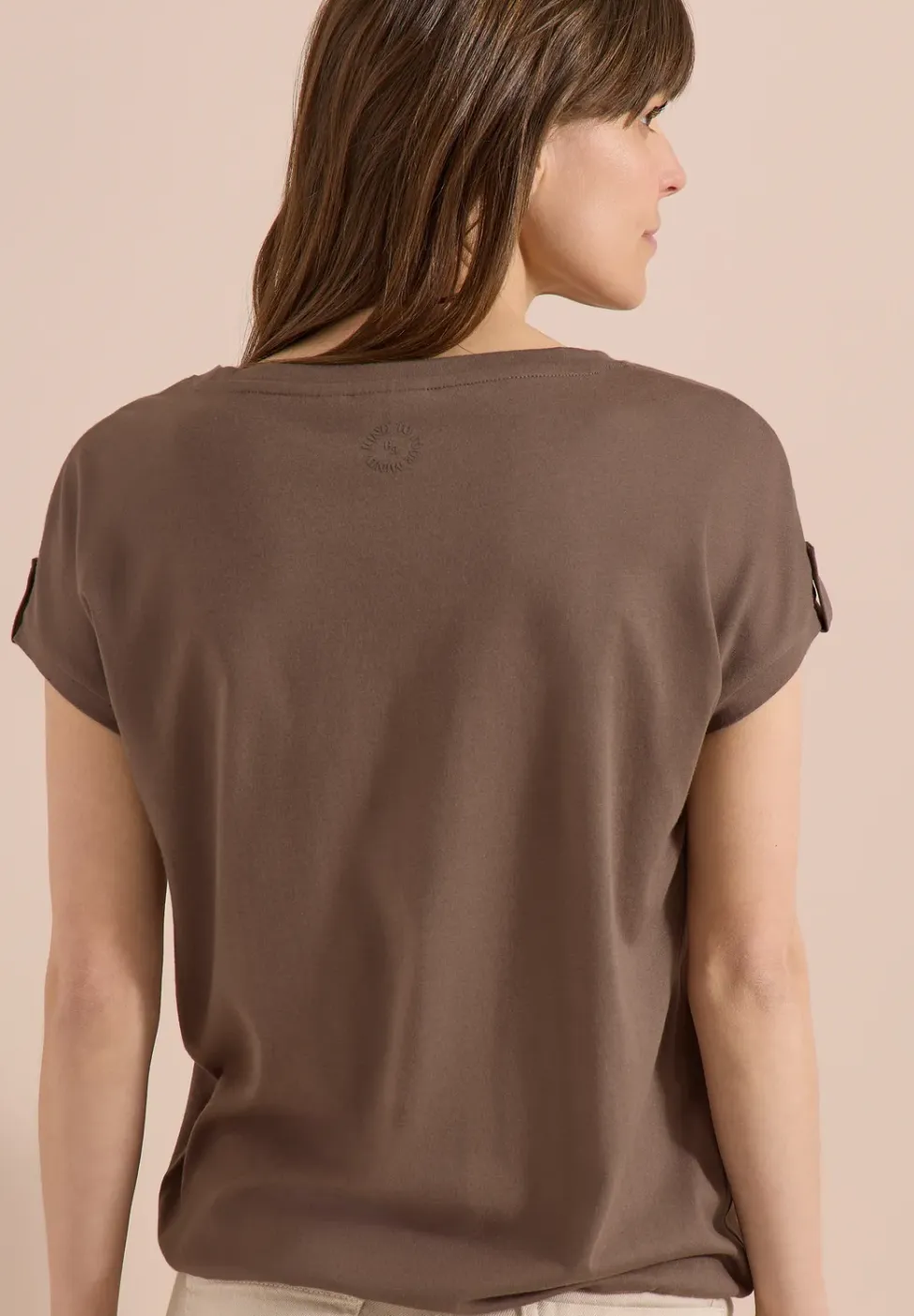 Shirt met ronde hals en omslagdetail