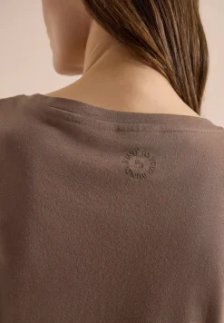 Shirt met ronde hals en omslagdetail