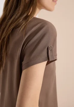 Shirt met ronde hals en omslagdetail