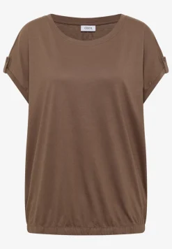 Shirt met ronde hals en omslagdetail