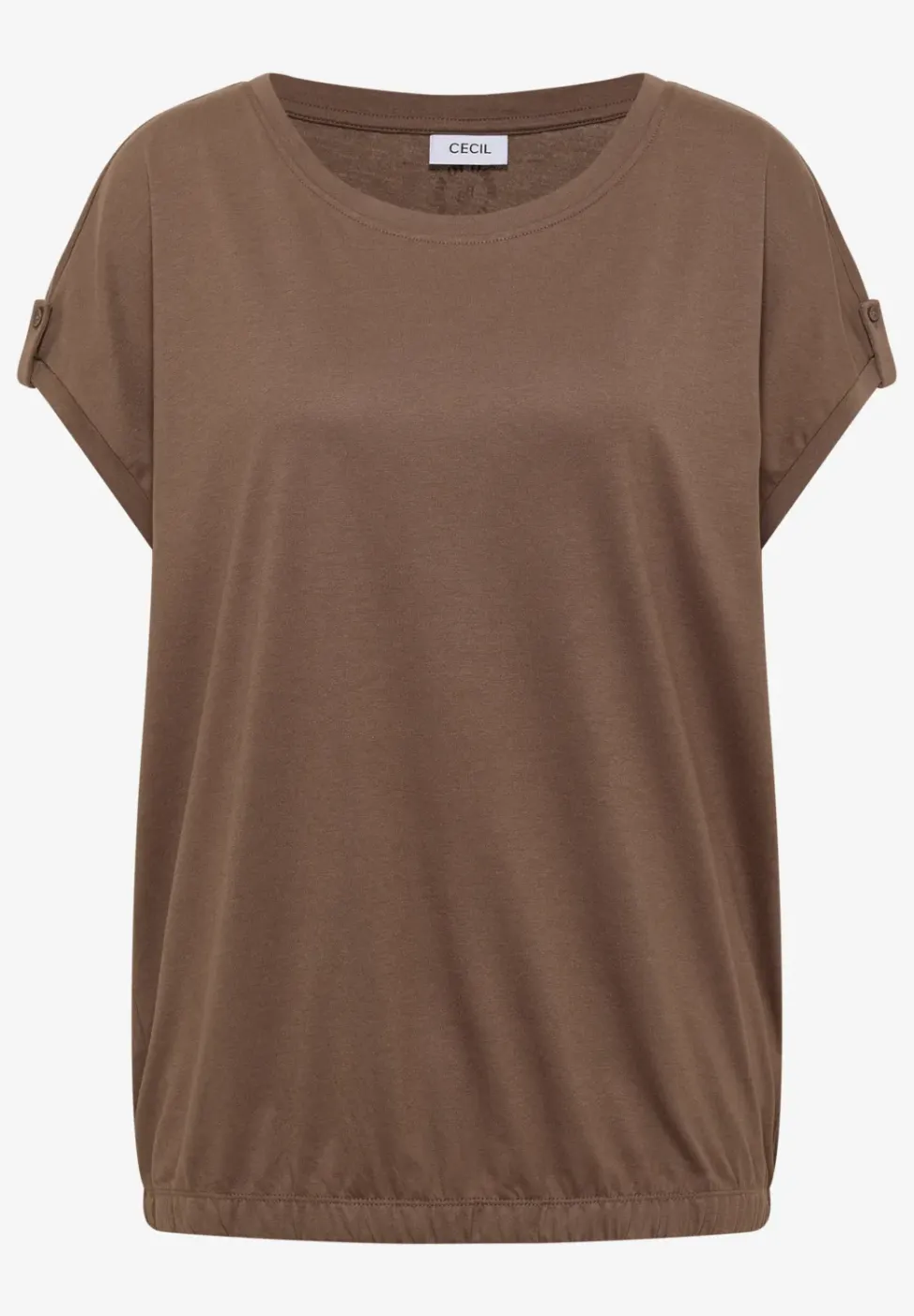 Shirt met ronde hals en omslagdetail