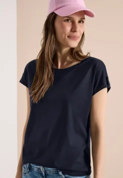 Shirt met ronde hals en omslagdetail